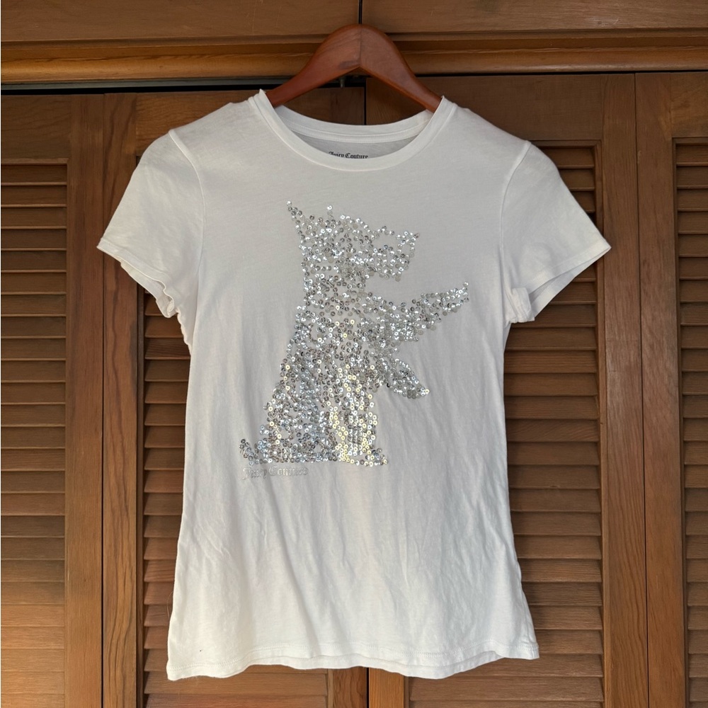Juicy Couture Y2k Sequin Scottie Dog T-Shirt